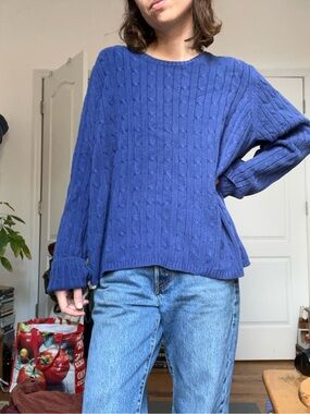 St. John's Bay Cobalt Cable-Knit Crewneck Sweater